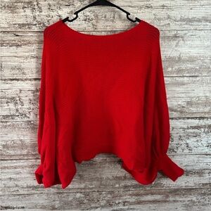 Women's Red Knit Batwing Sweater